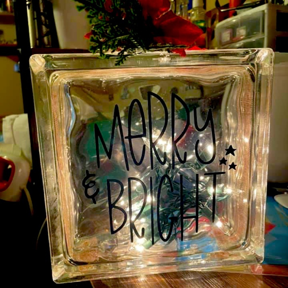 Cute Christmas or Halloween glass block night light
